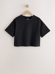 Schwarz - Textured Oversized Boxy T-Shirt (3-16yrs) - Bild 1 von 4