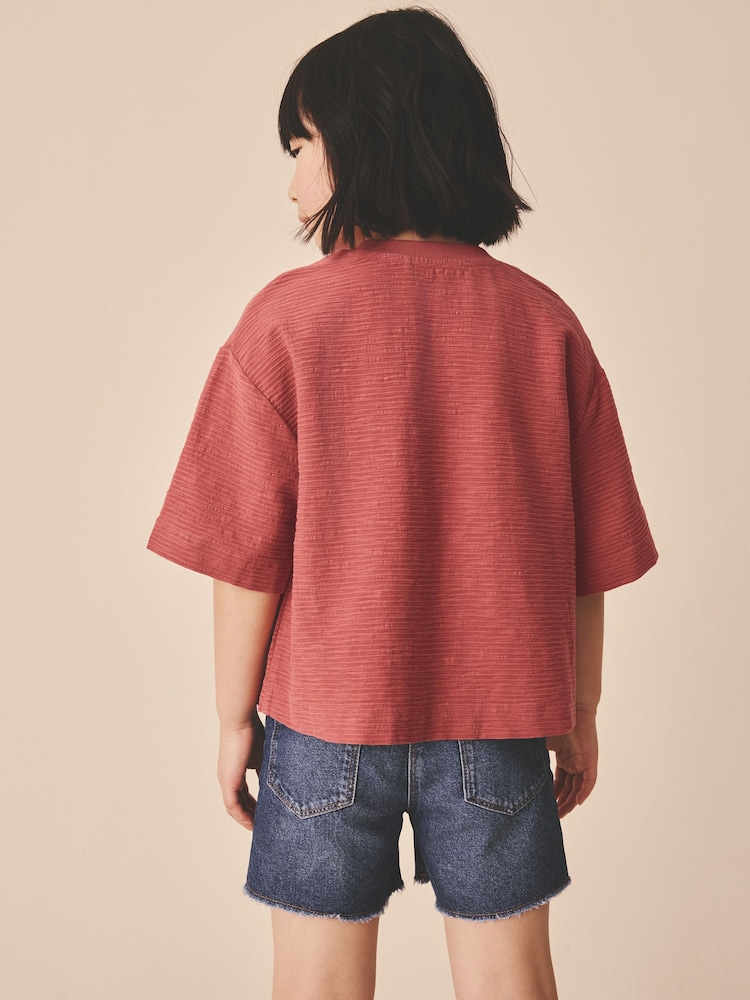 Rostbraun - Textured Oversized Boxy T-Shirt (3-16yrs) - Bild 2 von 8