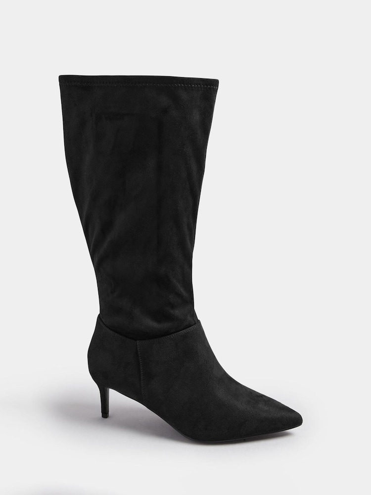 Yours Curve Black Extra Wide Fit Point Knee Heels - Image 2 of 5