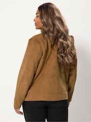 Yours Curve Brown Centre Front Suedette Jacket - Image 4 of 6