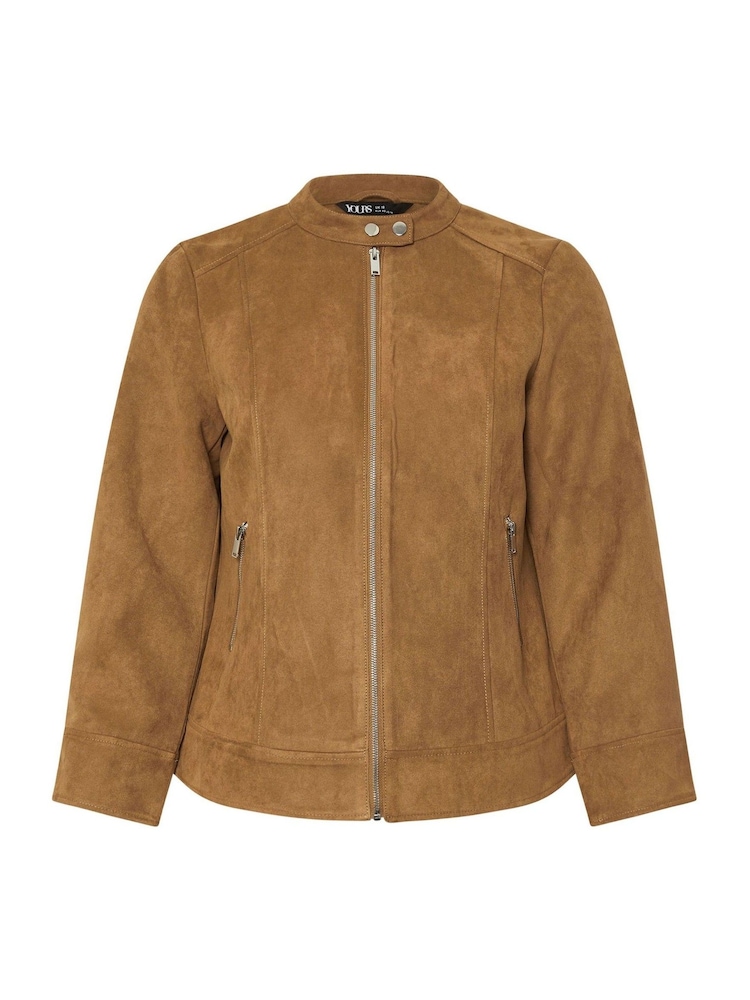 Yours Curve Brown Centre Front Suedette Jacket - Image 6 of 6