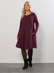 Yours Curve Purple Drape Pocket Dress - Image 1 of 5