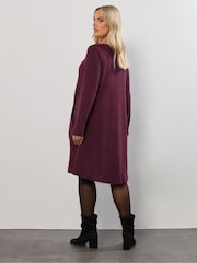 Yours Curve Purple Drape Pocket Dress - Image 3 of 5