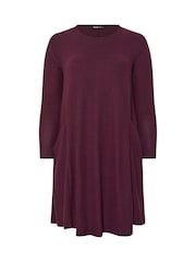 Yours Curve Purple Drape Pocket Dress - Image 5 of 5