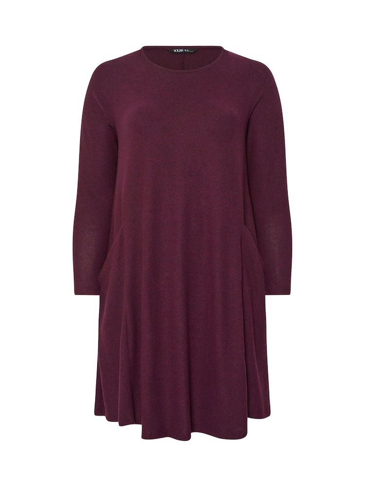 Yours Curve Purple Drape Pocket Dress - Image 5 of 5