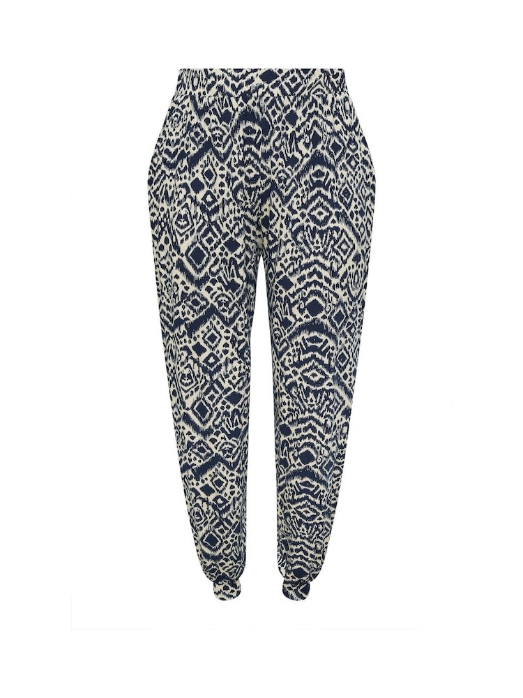 Yours Curve Blue Abstract Print Trousers - Image 5 of 5 Yours Curve Blue Abstract Print Trousers - Image 5 of 5