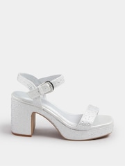Yours Curve Silver Extra Wide Fit Platform Diamante Sandals - Image 2 of 5