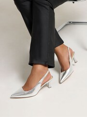 Yours Curve Silver Extra-Wide Fit  Slingback Courts - Image 1 of 5