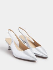Yours Curve Silver Extra-Wide Fit  Slingback Courts - Image 3 of 5