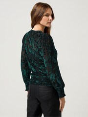 M&Co Green Barroque Devore Top - Image 3 of 5