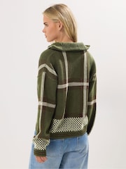 PixieGirl Petite Brown Check Zip Thru Sweattop - Image 2 of 5