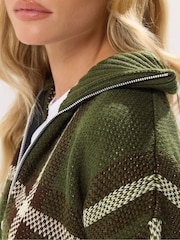 PixieGirl Petite Brown Check Zip Thru Sweattop - Image 4 of 5