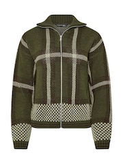 PixieGirl Petite Brown Check Zip Thru Sweattop - Image 5 of 5