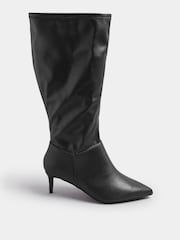Yours Curve Black Extra Wide Fit Point Knee Heels - Image 2 of 5