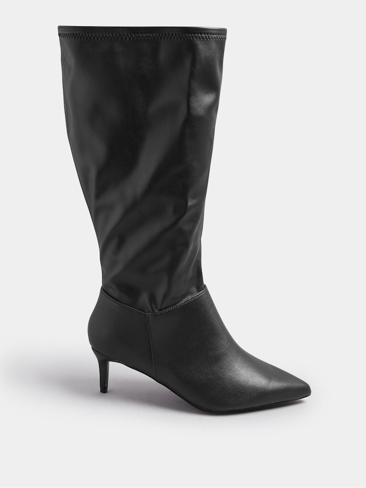 Yours Curve Black Extra Wide Fit Point Knee Heels - Image 2 of 5