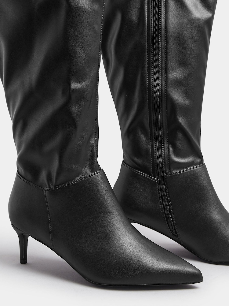 Yours Curve Black Extra Wide Fit Point Knee Heels - Image 5 of 5
