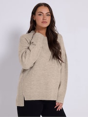 Yours Curve Natural Drop Shoulder Seam Detail Jumper - Image 1 of 5