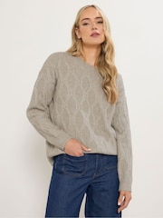 Long Tall Sally Natural Cable Knit Jumper - Image 1 of 5