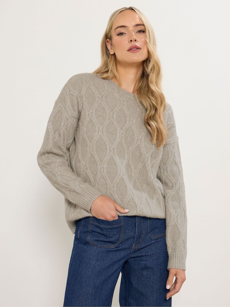 Long Tall Sally Natural Cable Knit Jumper - Image 1 of 5