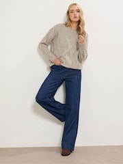 Long Tall Sally Natural Cable Knit Jumper - Image 2 of 5