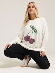 Yours Curve White Cherry Jumper - Image 1 of 5
