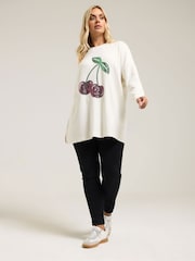 Yours Curve White Cherry Jumper - Image 3 of 5