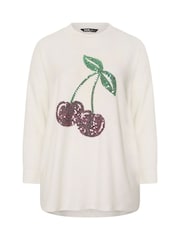 Yours Curve White Cherry Jumper - Image 4 of 5