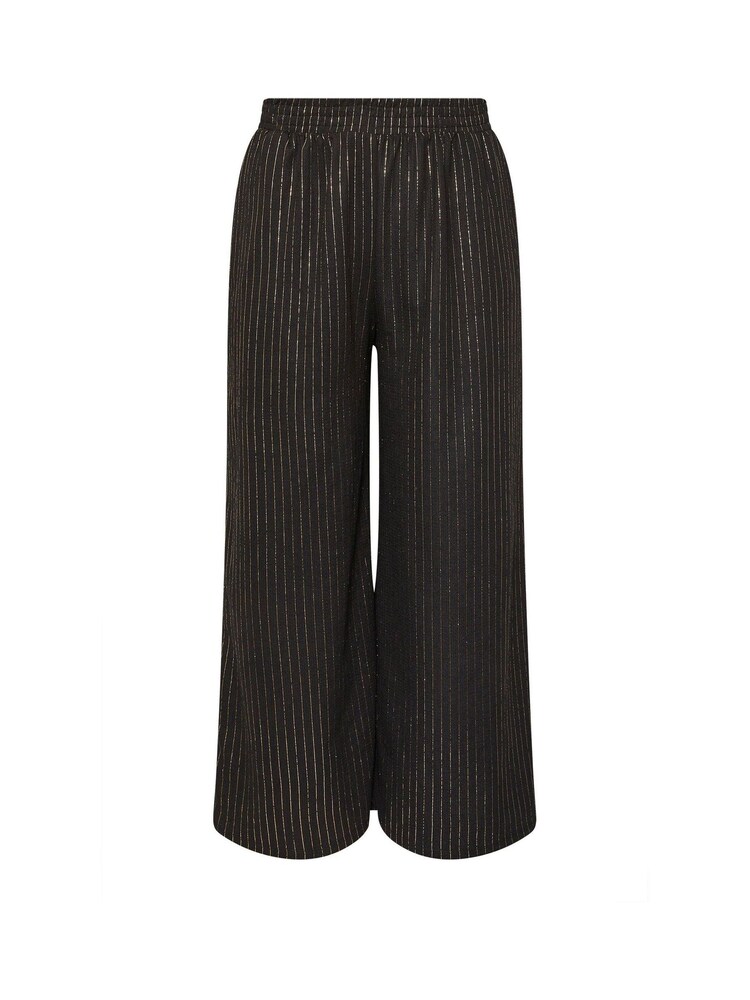 Yours Curve Black Foil Wide Leg Trousers - Image 5 of 5 Yours Curve Black Foil Wide Leg Trousers - Image 5 of 5