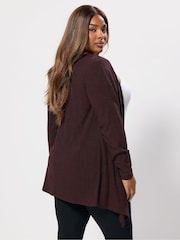 Yours Curve Purple Cut & Sew Waterfall Cardigan - Image 3 of 5