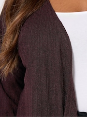 Yours Curve Purple Cut & Sew Waterfall Cardigan - Image 4 of 5