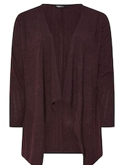 Yours Curve Purple Cut & Sew Waterfall Cardigan - Image 5 of 5