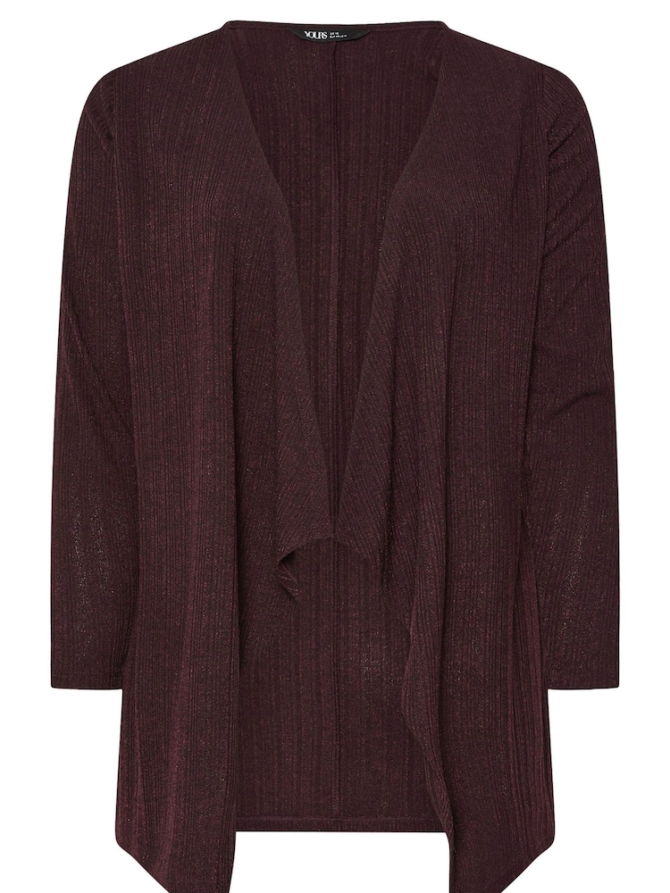 Yours Curve Purple Cut & Sew Waterfall Cardigan - Image 5 of 5