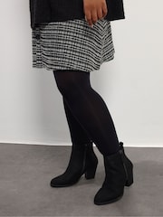 Yours Curve Black Extra Wide Fit Micro Side Zip Heel Boots - Image 1 of 1