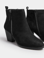 Yours Curve Black Extra Wide Fit Micro Side Zip Heel Boots - Image 5 of 5