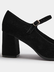 Yours Curve Black Extra Wide Fit Velvet Mary Jane Shoes - Image 4 of 5