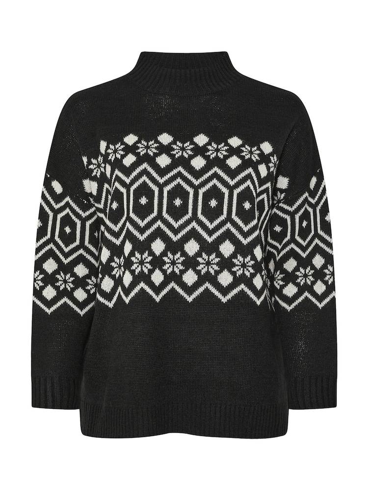 Yours Curve Black Fairisle Tunic - Image 5 of 5