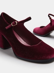 Yours Curve Red Extra Wide Fit Velvet Mary Jane Shoes - Image 4 of 5