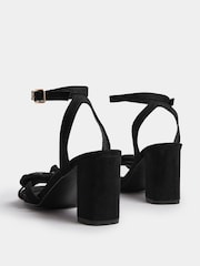Yours Curve Black Extra Wide Fit Diamante Bow Sandals - Image 4 of 5