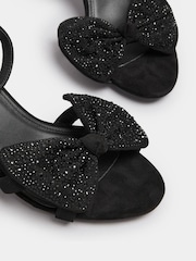 Yours Curve Black Extra Wide Fit Diamante Bow Sandals - Image 5 of 5