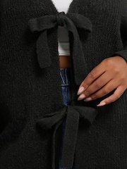 Yours Curve Black Double Tie Cardigan - Image 4 of 5