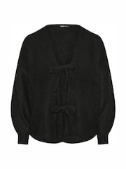 Yours Curve Black Double Tie Cardigan - Image 5 of 5