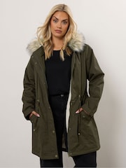 Yours Curve Fur Trim Parka Coat - Imagem 1 de 6