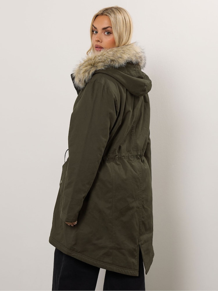 Yours Curve Fur Trim Parka Coat - Imagem 2 de 6