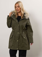 Yours Curve Fur Trim Parka Coat - Imagem 3 de 6