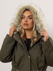 Yours Curve Fur Trim Parka Coat - Imagem 5 de 6