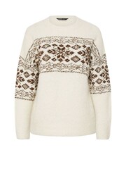 Yours Curve White Fairisle Boucle Jumper - Image 1 of 1