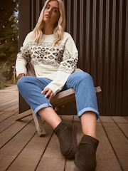 Yours Curve White Fairisle Boucle Jumper - Image 2 of 3