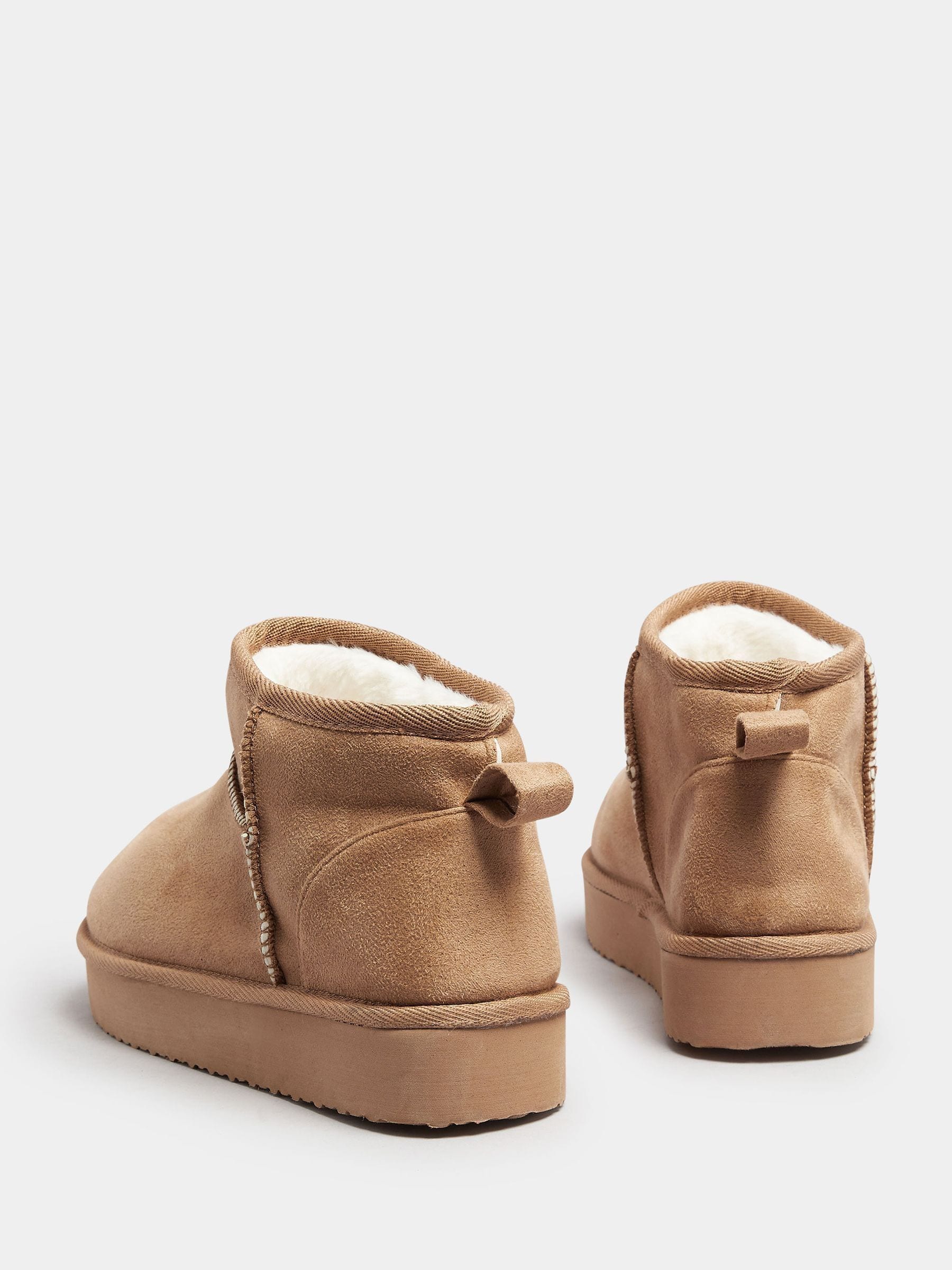 Buy Yours Curve Brown Extra-Wide Fit Fur Boots from Next Romania