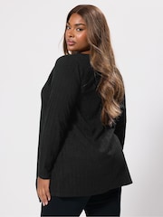 Yours Curve Black Cut & Sew Waterfall Cardigan - Image 3 of 5