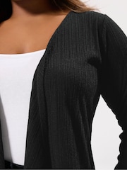Yours Curve Black Cut & Sew Waterfall Cardigan - Image 4 of 5